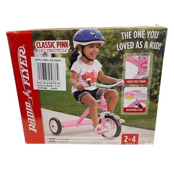 New! Radio Flyer Girls Classic Pink 10” Tricycle - Picture 4 of 5